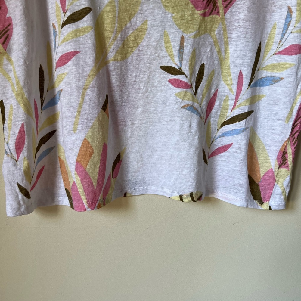 Cynthia Rowley Linen Tropical Palm Print Boxy Top Size XL - Picture 5 of 8
